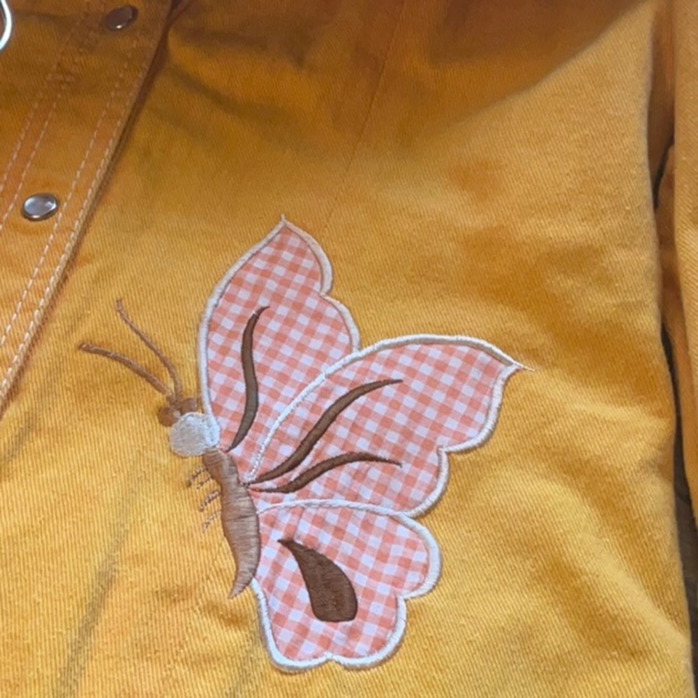 Vintage 1970’s Dotti Didit Festival Butterfly Embroidered Yellow Denim Jacket - Picture 11 of 13